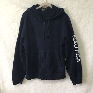 Nautica Men Navy Zip-Fronted Hoodie